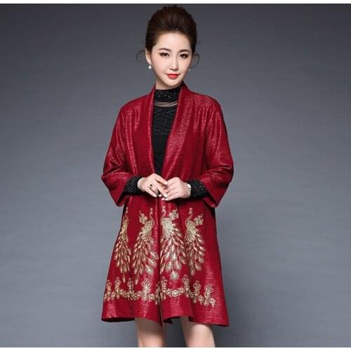 Folk Style Womens Tang Suit Spring Summer blouses embroidered peacock loose clothing Female Chinese national Wind Tops