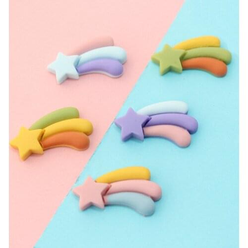 100pcs Resin Rainbow Hot Air Balloon Flat Back Cabochon Cartoon Meteor Balloon Epoxy Charm DIY Decoration Headwear Accessories