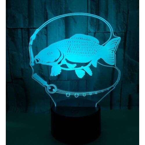 3d Creative Small Table Lamp Fishing Stereo Led Lamp Decoration Personality Customized Gift 3d Night Table Lamp