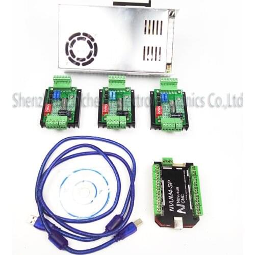 Top gradeCNC mach3 USB 4 Axis Kit, 4pcs TB660 0stepper driver+ mach3 USB stepper motor controller boar power supply