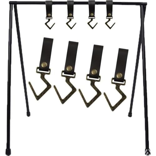 4Pcs Outdoor Camping Hanger Clothes Hook Pot Pan Cookware Hanging Holder Hooks PU Leather Camp Supplies Crochet