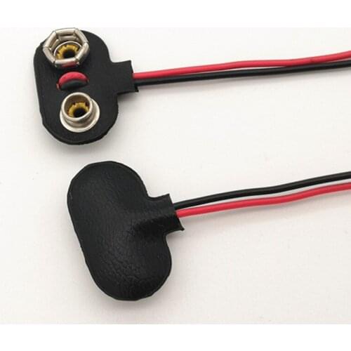 50pcs/lot 9V Battery Connector Snap Clip Power Adapter T-type 9 V Dual Wire Holder Cable 9Volt 15cm Lead Socket Plug Buckle