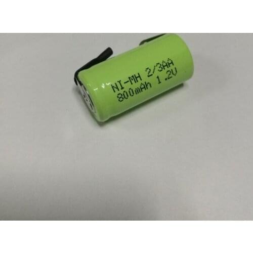6PCS/lot New Original 1.2V 2/3AA 800mAh Ni-Mh 2/3 AA Ni-Mh Rechargeable Battery With Pins