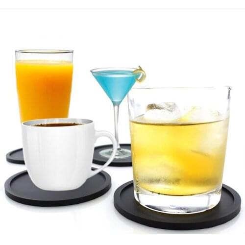 8Pcs Simple Modern Placemats Silicone Coaster Glass Bottle Anti Skid Table Mat Round Dishwasher Safe Pads