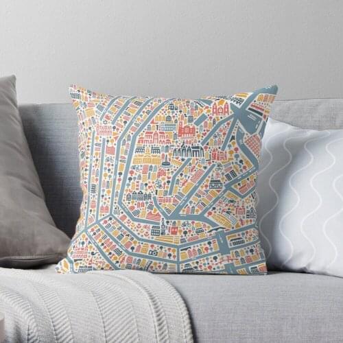 Amsterdam City Map Throw Pillow Cushion Cover Polyester throw pillows case on sofa home living room car seat decor 45x45cm