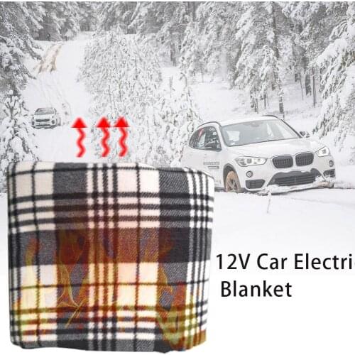 12V Car Winter Constant Temperature Heating Blanket Car Electric Blanket Cover Pad Black&white Grid Fleece 45W Heating Blanket