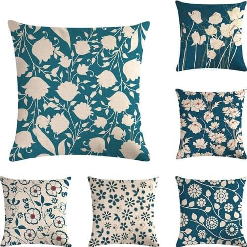 Blne Background Pillow Cover Beautiful Flower Floral Home Decor Cushions Cover Decorative Throw Pillowcase for Gift ZY632