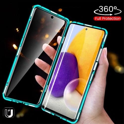Samung a 72 case 360° full cover metal adsorption magnetic flip for samsung galaxy a72 a52 a32 a12 2021 double-sided glass coque