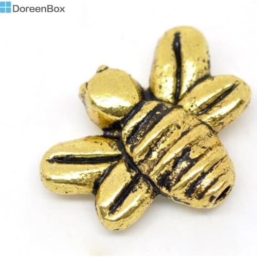 Doreen Box hot- 50 golden tone Bee Spacer Beads 14x12mm (B08356)