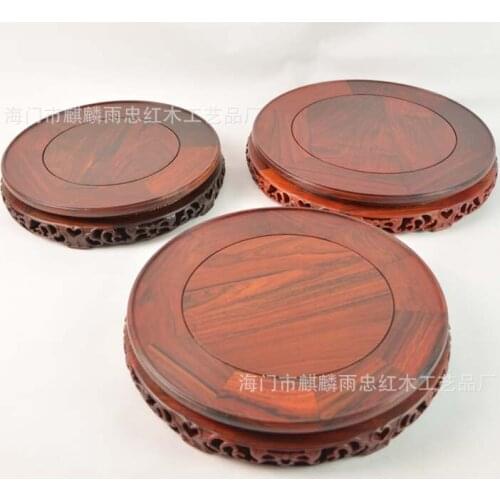 [Rain] Zhong mahogany red rosewood mahogany base vase ornaments of jade stone carvings tank base