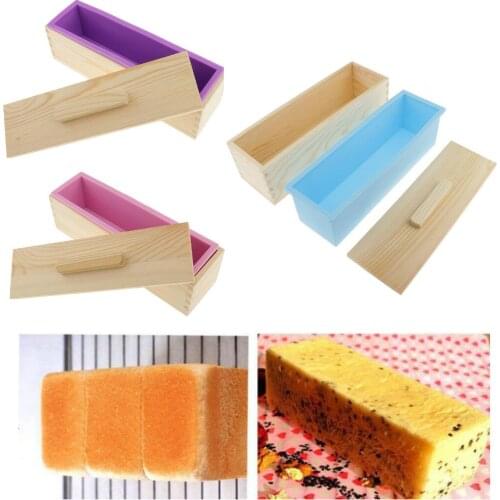 Flexible Rectangular Soap Silicone Loaf Mold Wood Box for 900g/1200g Soap Making Supplies