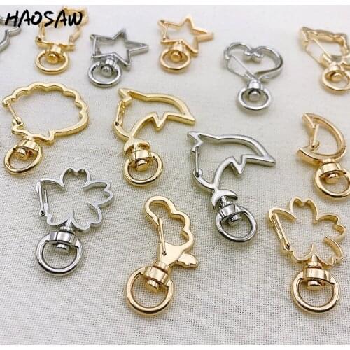 HAOSAW 6Pcs/Lot Choose/Key Buckle/Flowers/Animals/Stars/Multi Designs/Multi Colors/Hollow Round/Hand Made/Keychain Jewelry