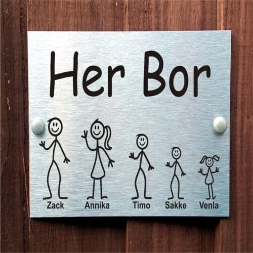 Her Bor)Norwegian Door Plaques Personalised Stick Family Name Number Signs Aluminium-polyethilene Composite Panel