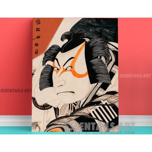 Japanese style Samurai face Canvas Wall Art Painting Decor Bedroom study Living kid Room Home Decoration Prints