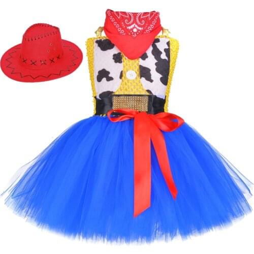 Toy Woody Costume with Cowgirl Hat Princess Girl Tutu Dress Cosplay Dresses for Birthday Party Kids Halloween Costumes Outfits