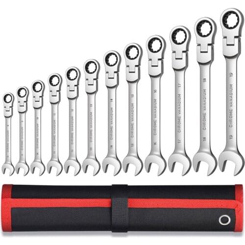 Flexible Ratchet Wrench Spanner Nut Tool Head Ratchet Metric Spanner Key Set Car Repair Tools Open End and Ring Wrenches