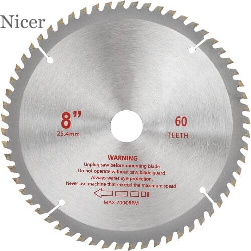 8 Inch Carbide Tipped Saw Blade 60 Tooth for Cutting Wood Plastic Aluminum Iron Fast and Fluent Cutting Electric Saw Accessories