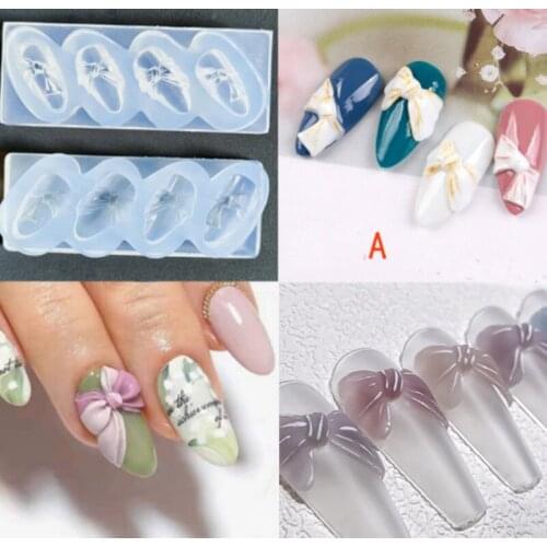 NEW 3D Silicone Nail Carving Mold DIY Acrylic Butterfly Bow Heart Designs Mould Stamping Template Nails Stencils Manicure Tools