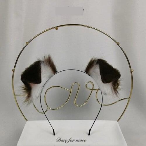 New Handmade Work Dark brown Dog Ears Fold Style Hairhoop Hairbands Headband Headwear Cosplay Costume Accessories