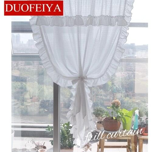 Pastoral Sheer Curtains for Living Room Bedroom White Lace Tulle Door Kitchen Short Curtain Simple Voile Curtain Window Decor