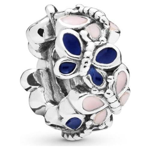 Fits Original Pandora Bracelet 925 Sterling Silver Butterflies Spacer Charm Metal Beads for Wome DIY Jewelry Making