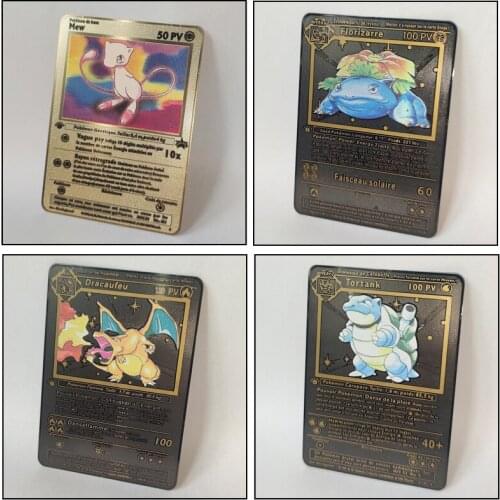 Pokemon 1996 First Edition French Metal Card Charizard Blastoise Venusaur Mewtwo Collectible Card Childrens Toy Gift