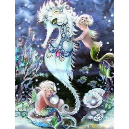 Full Square Mosaic DIY Diamond Embroidery"water Baby Seahorse"Diamond Painting Sale,Cross-Stitch,3D Angel Hobbies and Crafts