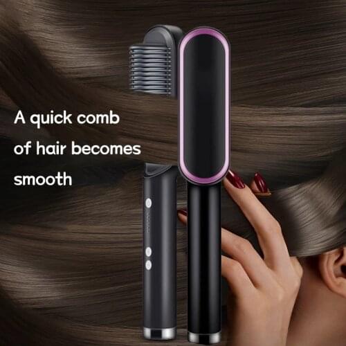 Profissional Hot Combs Anti-scalding Hair Straightener Brush Ceramic Hair Curler Heated Electric Smart Brush Hair Straightener
