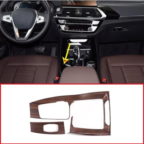 2pcs Pine Wood Grain ABS Style For BMW X3 X4 G01 G02 2018 2019 Left Hand Drive Car Gear Shift Frame Panel Trim Accessories