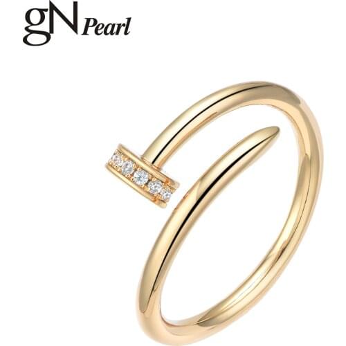 GN Pearl Opening Adjustable Nail Rings Zircon Gift Jewelry For Women Girls Birthday Party Fashion Present