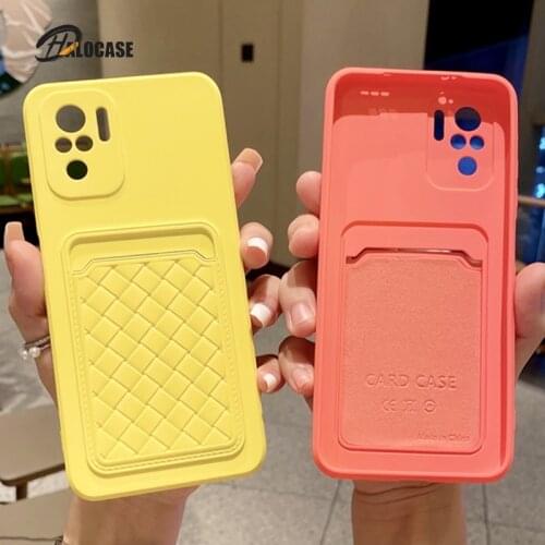 Luxury Weaving Card Holder Wallet Phone Case For Xiaomi Mi 10T Poco M3 Redmi Note 10 9S 8 Pro 9A 9C 9T Purse Soft Silicone Cover