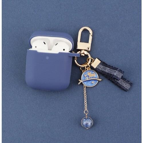 Luxury Diamond Cat Pendant Silicone Case For Apple AirPods Case Bluetooth Earphone Headset Protect Cover Cute Moon Star KeyRing