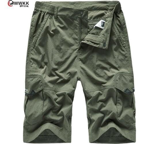 WWKK 2021 Summer New Cargo Shorts Men Fashion Washed Casual Multi-Pockets Plus Size 100% Nylon Shorts Outdoor Walking