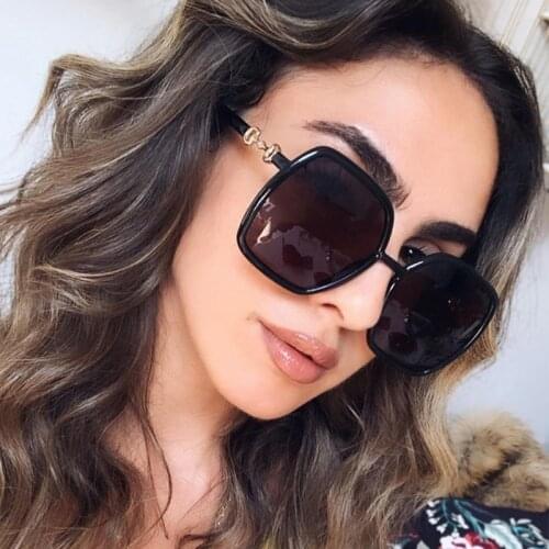 Brand Design Hexagon Sunglasses Women Black Frame Trend Glasses High Quality Oversized Sun Glasses For Female Men Oculos uv400