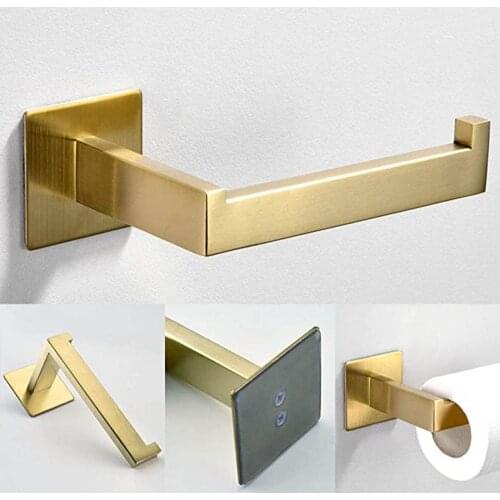 Modern Toilet Paper Holder Without Drilling Self-Adhesive Toilet Roll Holder Bath Wall Stainless Steel Brushed Toilet Paper Tool