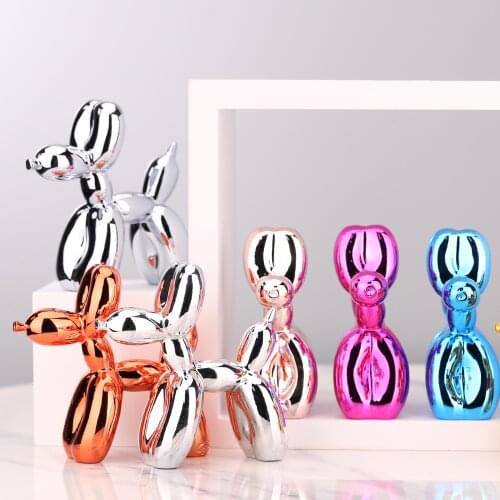 Animals Figurine Resin Ornament Cute Balloon Dog Crafts Statue Sculpture Home Decor Party Desktop Decoration Mascot