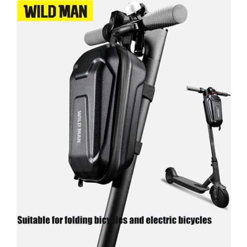 WILD MAN Bicycle Handlebar Bag Panniers EVA Hard Shell Front Balance Scooter High Capacity Carbon PU Rainproof Folding Bike Bag