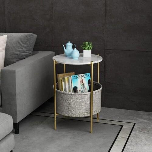 Light Luxury Marble Sofa Side Table Corner Table Modern Minimalist Living Room Nordic Small Coffee Table Rock Board Side Table C