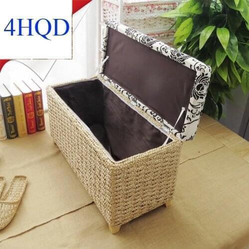 Hall shoes stool can sit people vine straw storage storage stool children toy storage box foot sofa stool