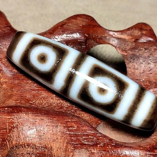 Tibetan Black/white 4 eyes DZI BEADS 11*40mm Old Agate Beads Men&women Upscale Jewelry Necklace Pendant Free Shipping