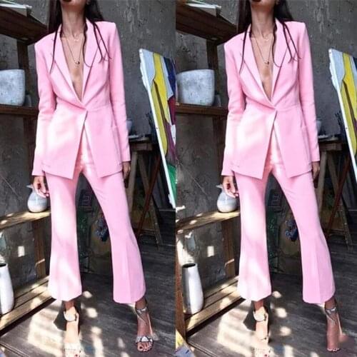 VEIAI Light Pink 2021 Mother Of The Bride Pant Suits Women Business Suits Formal Outfit For Weddings Tuxedo Blazer (Jacket+Pants