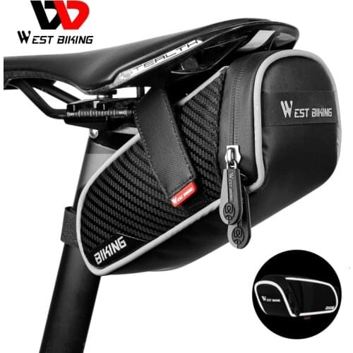 WEST BIKING Rainproof Seatpost Saddle Bag With Rain Cover Cycling MTB Road Bike Tube Rear Bags 3D Shell Bag Bicycle Accessories