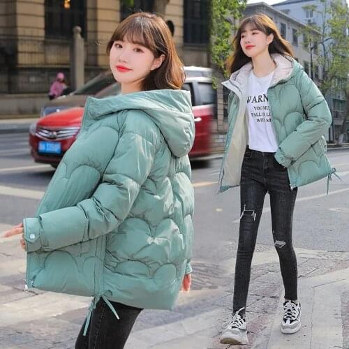 2021 New Women Short Jacket Winter Thick Hooded Cotton Padded Coats Female Loose Puffer Parkas Ladies Snow Wear Coat Outwear