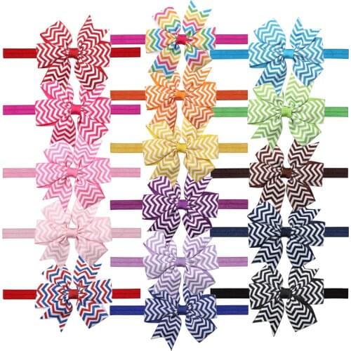 1 PC Raised Grain Ribbon Fabric Hair Bows Headband Girls Elastic Hair Bands Handmade Headwrap