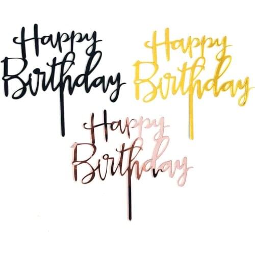 1Pcs Happy Birthday Cake Toppers Acrylic Letter Birthday Party Cake Decorations
