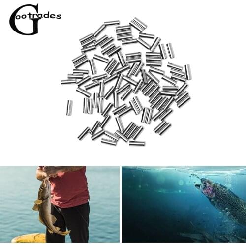 100Pcs Fishing Wire Tube Round Copper Fishing Line Aluminum Crimp Sleeve Copper Tube 1.0-2.8mm Sea Line Tube Fishing Accessories