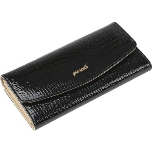 2020 New women wallet high quality patent leather long money clutch bag Fashion cow skin balck Crocodile pattern Lady hasp Purse