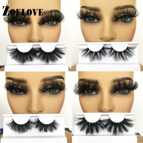 25mm Mink Eyelashes Bulk Dramatic Thick Fake Lashes Pack Vendor Handmade Long False Eyelashes Reusable 3D Fluffy Mink Lashes