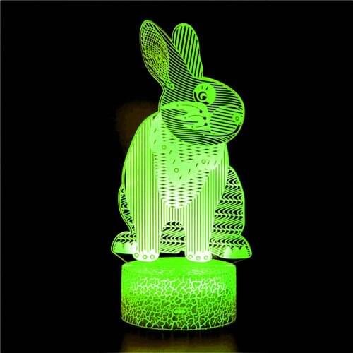 3D Illusion Holographic Night Light Three-dimensional Animal Bear Fox Rabbit Duck Chicken Action Doll Toy Christmas Gift Light