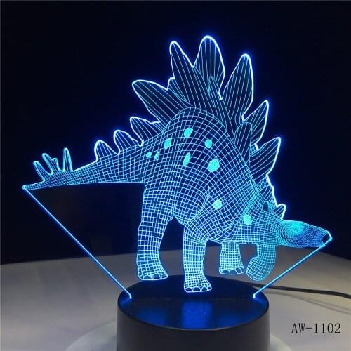 3D Illusion Led Lamp Dinosaur 7 Color Led Bulb Decoration Night Light Touch Sleeping Nightlight Table Lamp Boys Gifts AW-1002
